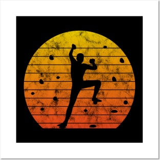 Bouldering Retro Sun Climber Sport Gift Posters and Art